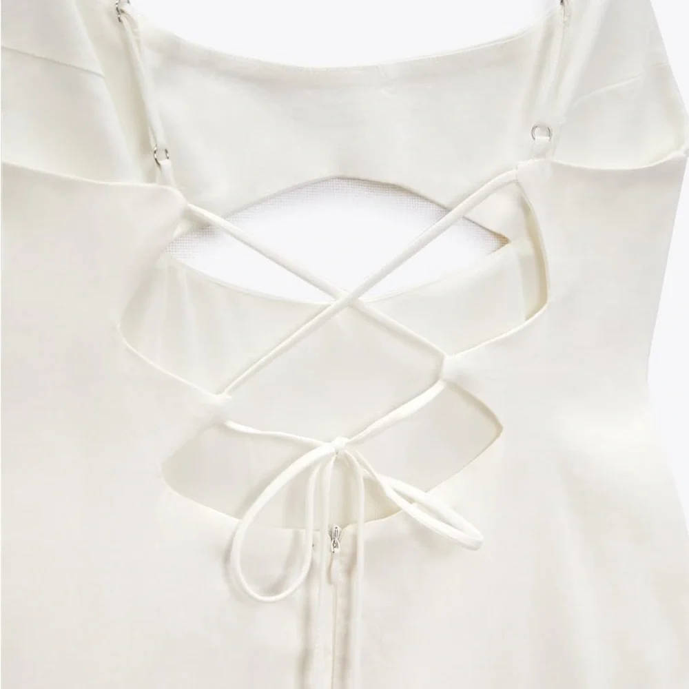 Linen blend cutout dress sage green ZARA - Picture 6 of 9